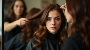 Cliente en salon pendant un diagnostic pour comprendre la duree moyenne d une coloration et l’entretien de sa couleur