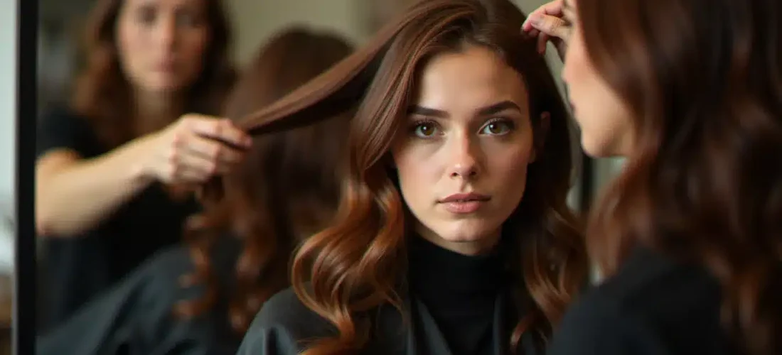 Cliente en salon pendant un diagnostic pour comprendre la duree moyenne d une coloration et l’entretien de sa couleur